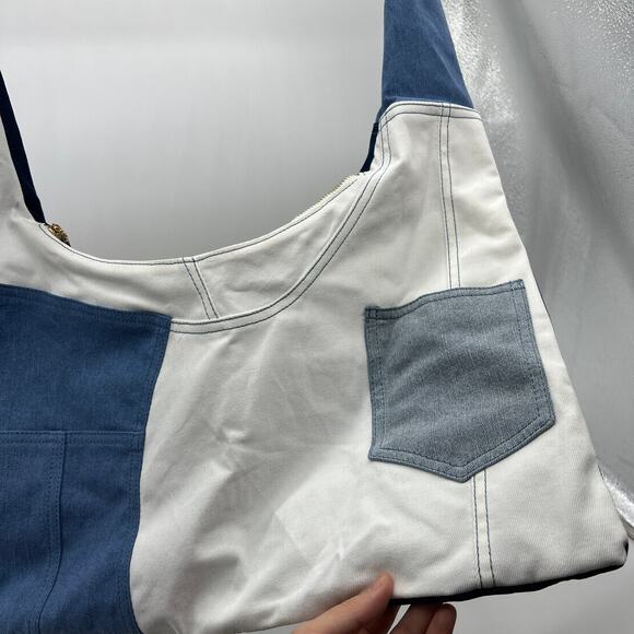 Attitudes by Renee Denim Patchwork Shoulder Bag Denim Combo - Picture 4 of 15